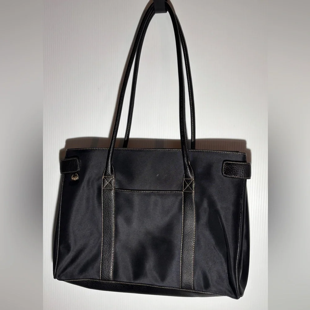 Liz Claiborne Black Tote Bag with Double Handles - Picture 1 of 6